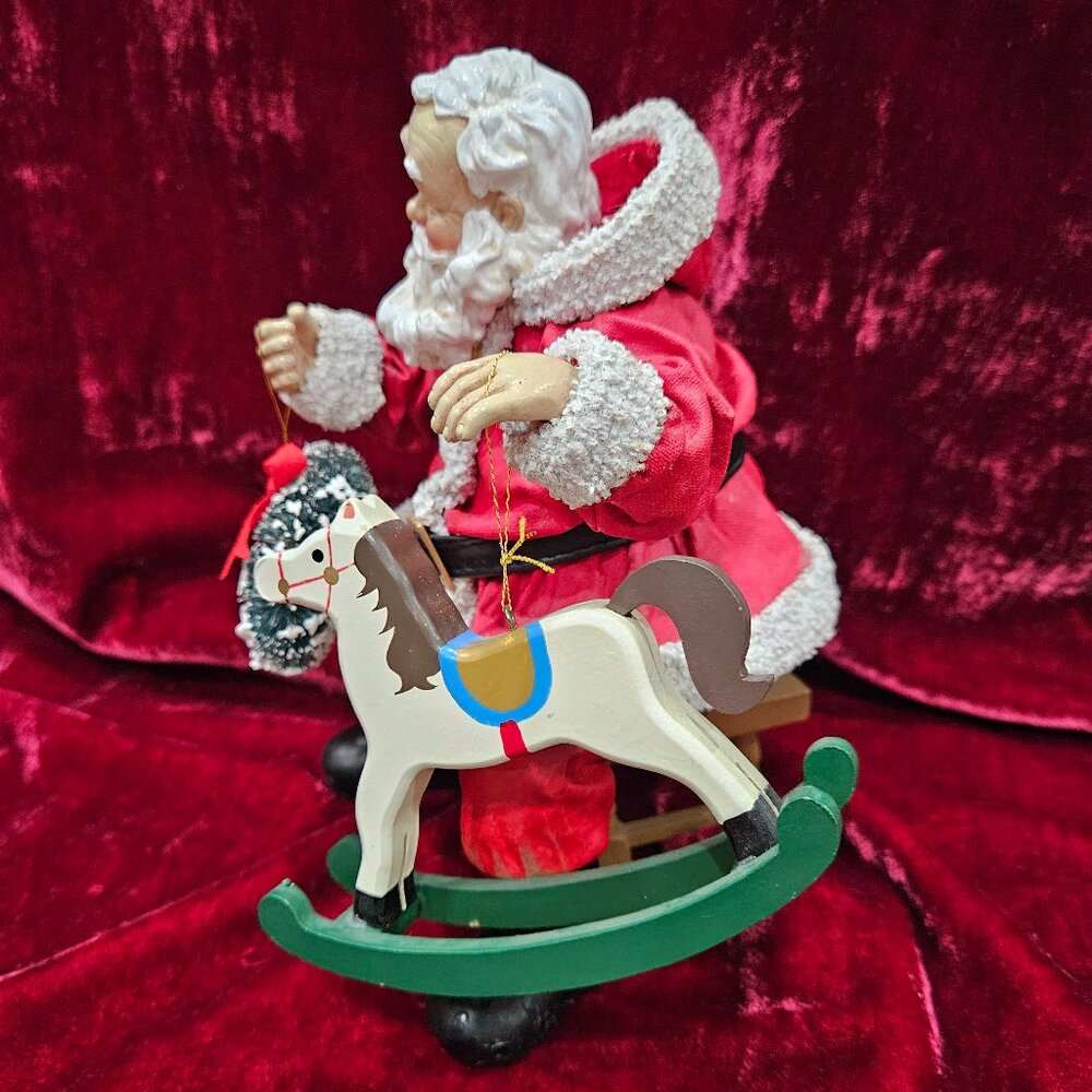 Santa Papier Mache With Rocking Horse - Picture 2 of 5